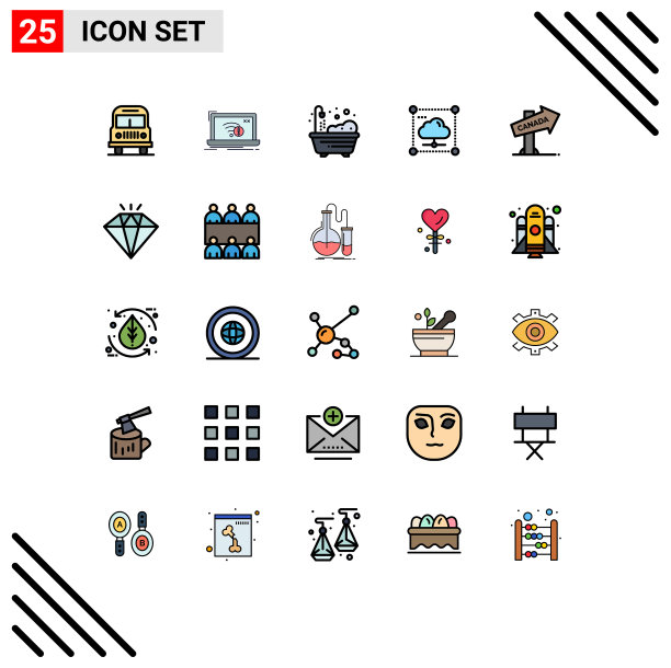 为卷筒纸设置25种通用填充线平面颜色图片下载