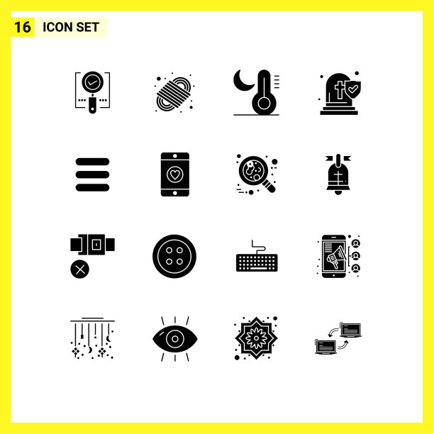 将16个实字形、符号和符号分组图片下载