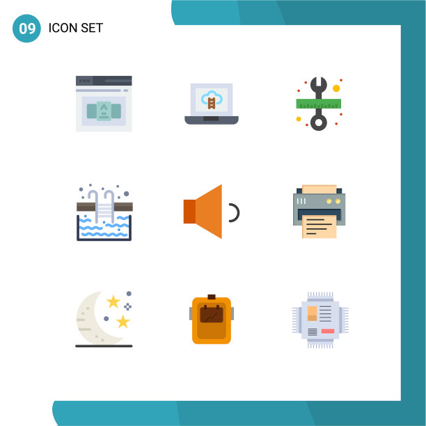 9 .平面色彩概念的网站，移动和应用程序图片下载