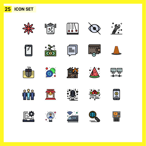 为卷筒纸设置25种通用填充线平面颜色图片下载