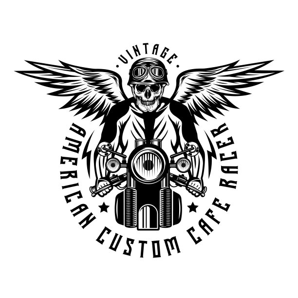 咖啡赛车摩托车复古徽章徽章图片下载