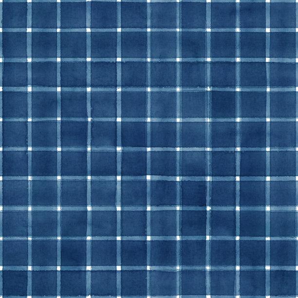 水彩条纹格子无缝图案。蓝色靛蓝条纹在白色的背景图片下载