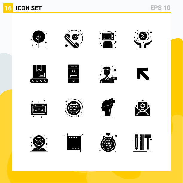 设置16个现代UI图标符号标志图片下载