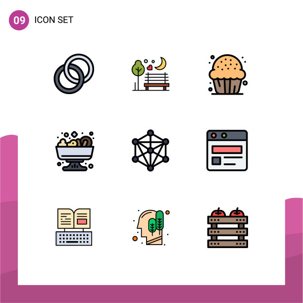 9主题填充线平色和可编辑图片下载