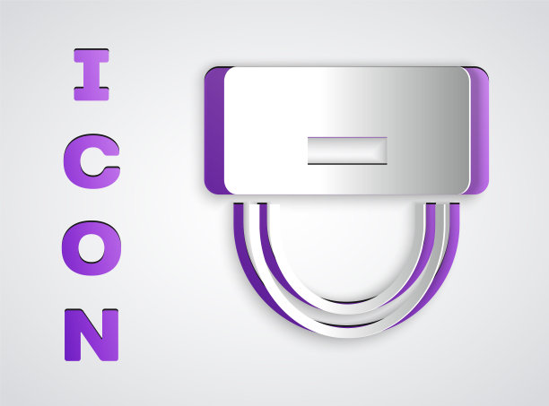 剪纸行李员帽子图标孤立在灰色背景。酒店度假村服务标志。纸艺术风格。向量图片下载