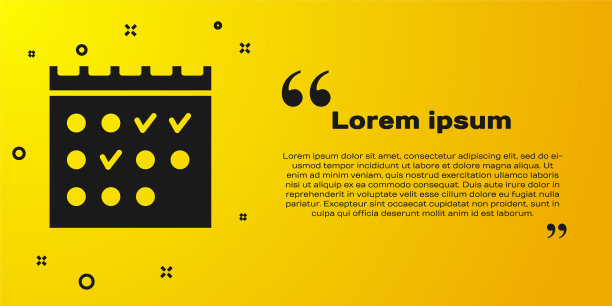 黑色酒店预订日历图标孤立在黄色背景上。向量图片下载