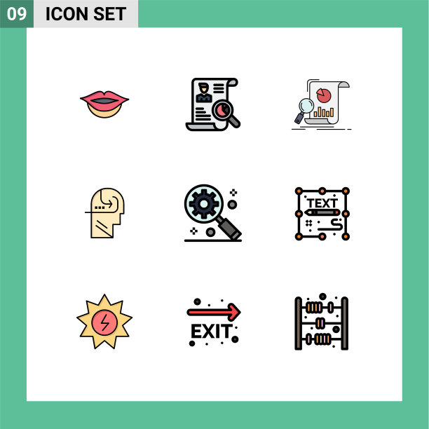 包9创意填充线平面颜色齿轮图片下载