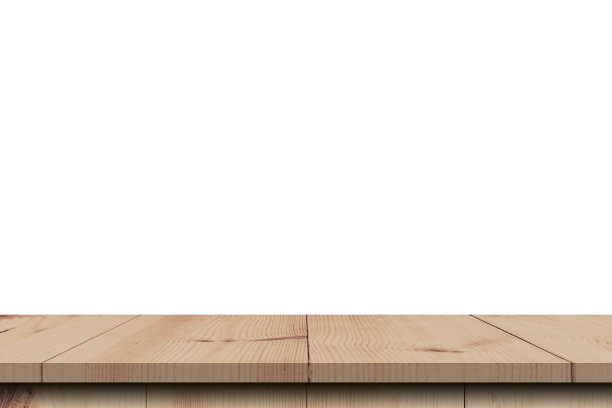 空木桌上孤立的白色背景和显示蒙太奇与产品的复制空间。图片下载