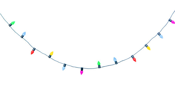 圣诞彩灯串孤立在白色的背景与剪辑路径图片下载