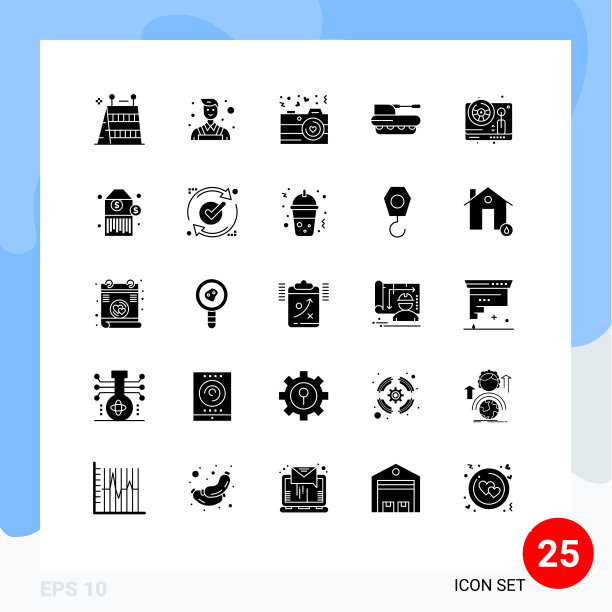 为轮子设置25个商业固体符号包图片下载