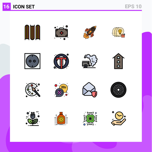 组16平色填充线标志和图片下载