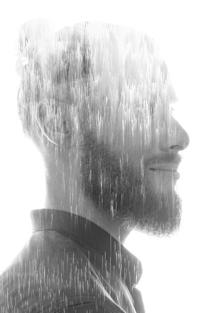 肖像结合数字插图图片下载