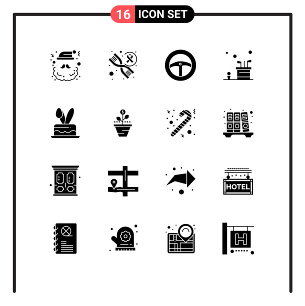 可编辑的线包16个简单的固体字形图片下载