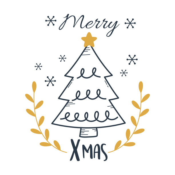 星星装饰的圣诞树快乐图片下载