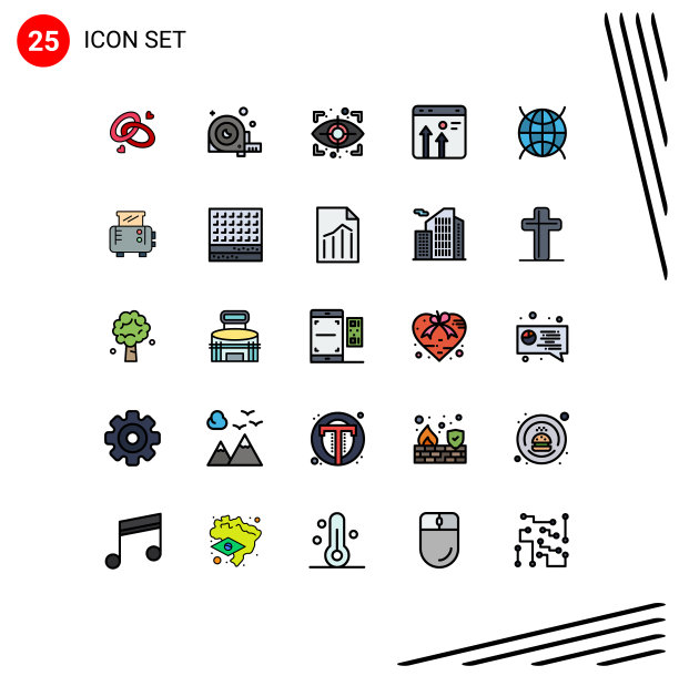 设置25个现代UI图标符号标志图片下载