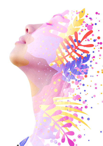 肖像结合数字插图图片下载