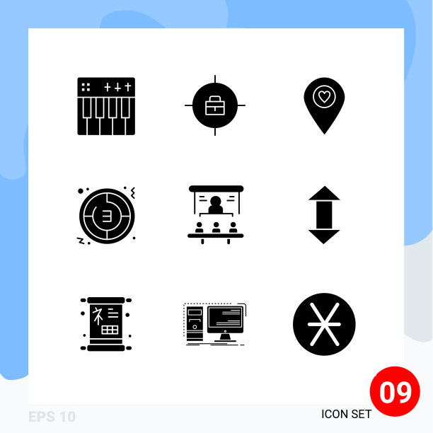 打包9个创意坚实的字形商务时钟图片下载