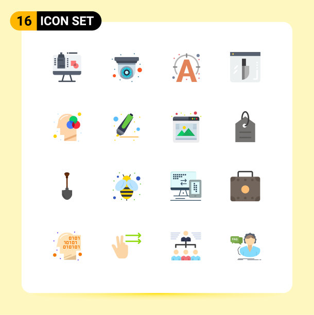 16个主题平色和可编辑的符号图片下载