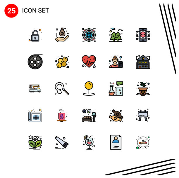 可编辑线包25简单填充线平图片下载