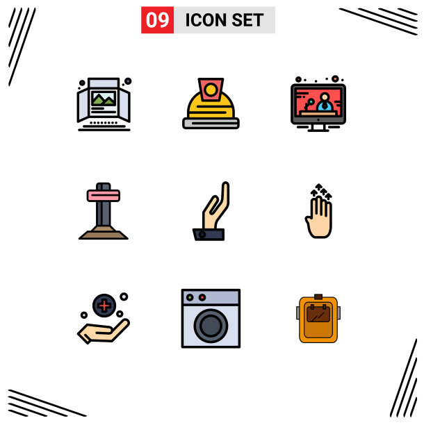 9主题填充线平色和可编辑图片下载