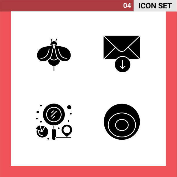 包4个创造性固体象形文字蜜蜂位置图片下载