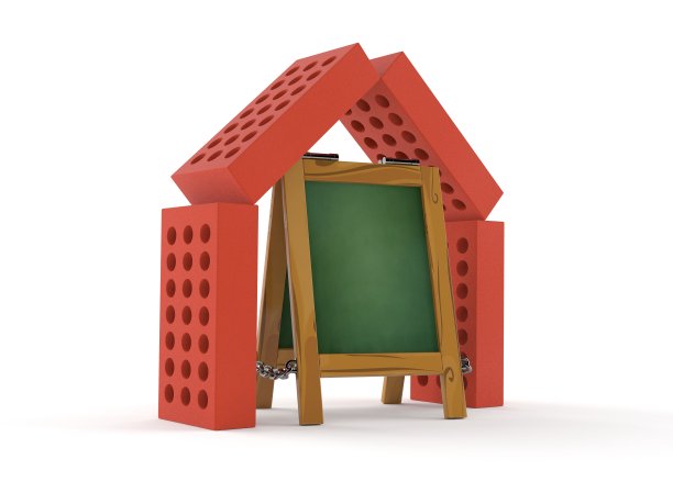 在砖砌的房子里面有木制的黑板图片下载