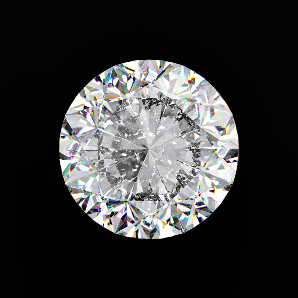 黑色背景上的钻石特写。近距离的晶体边缘与色散。插图。图片下载