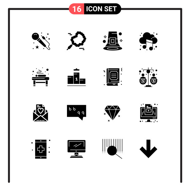 可编辑的线包16个简单的固体字形图片下载