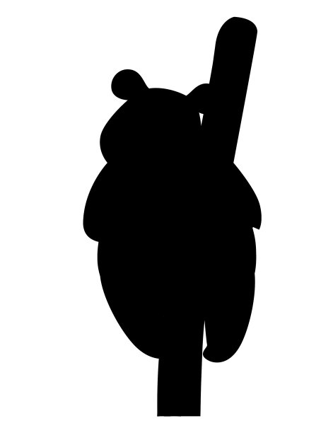 黑色的剪影可爱的大熊猫坐在树v图片下载