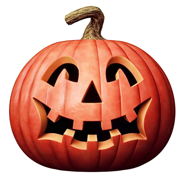 一个愚蠢的南瓜头被孤立在白色背景上，以便进一步构图。图片下载