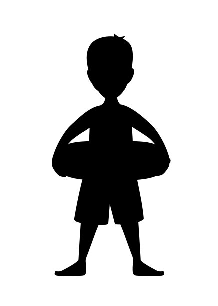 黑色轮廓的小男孩穿着蓝色的裤子图片下载