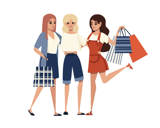 快乐的女人抱着各种各样的购物图片下载