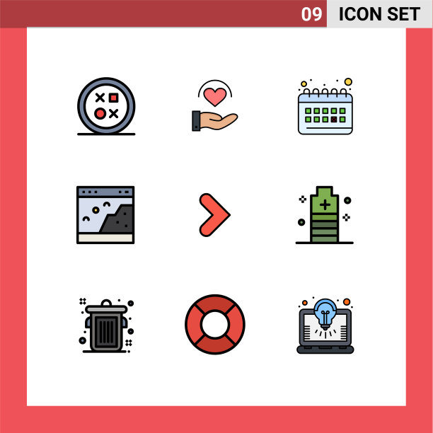 包装9个现代填充线和平色标志图片下载