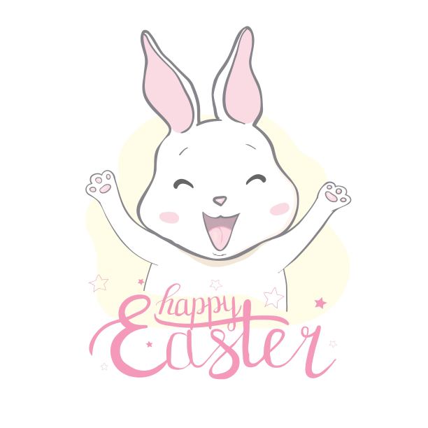 卡通小兔子拿着复活节彩蛋图片下载