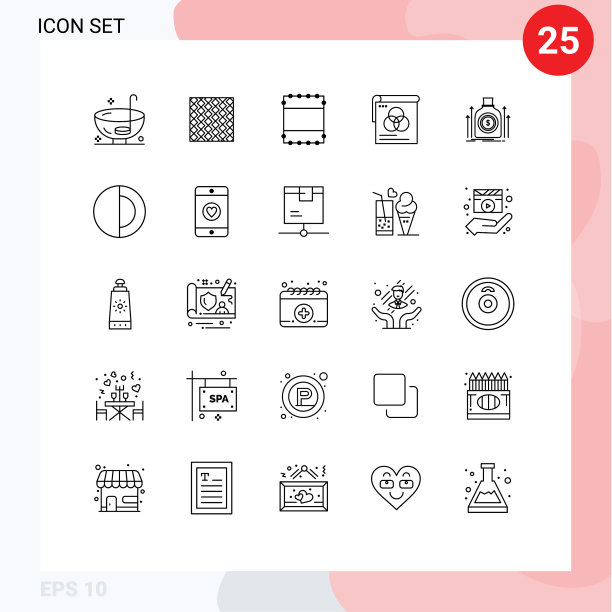 25个创意图标现代符号和符号飞图片下载