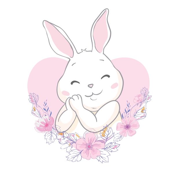 卡通小兔子拿着复活节彩蛋图片下载