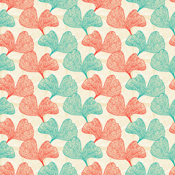 无缝图案的观赏银杏叶图片下载