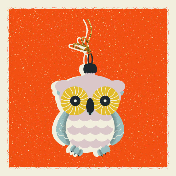 圣诞快乐，新年贺卡和猫头鹰。冬季问候向量图片下载