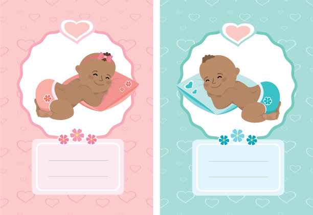 新生婴儿和男孩的卡通卡片图片下载