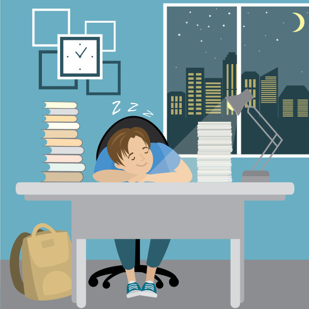 疲惫的少年睡在桌子上的书图片下载