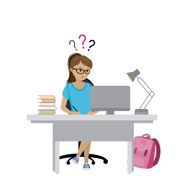 在电脑前学习的少女图片下载