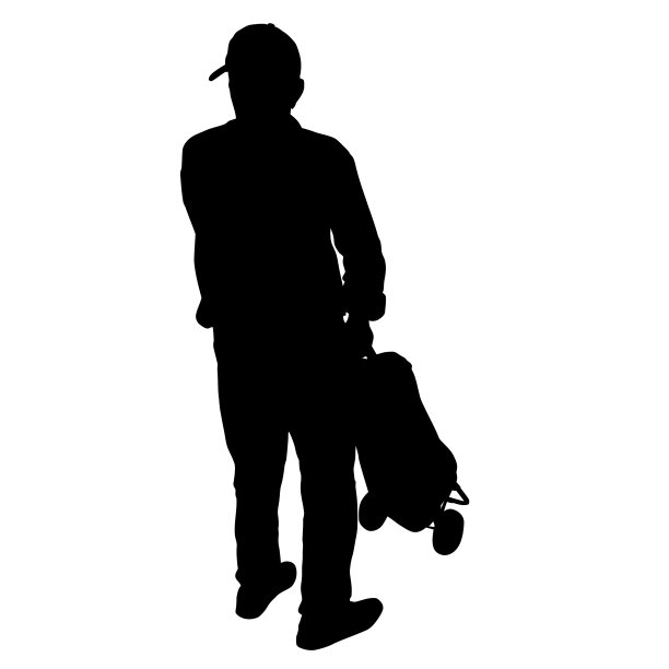 老人拿着行李剪影图片下载