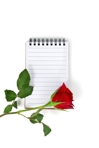 玫瑰花和记事本图片下载