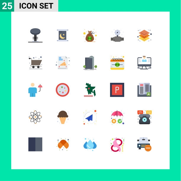 25个主题平色和可编辑的符号图片下载