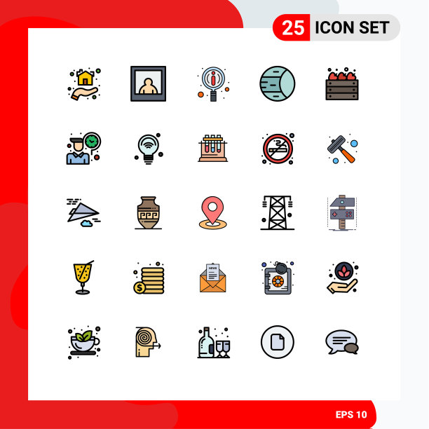 包25个创意填充线平色图片下载