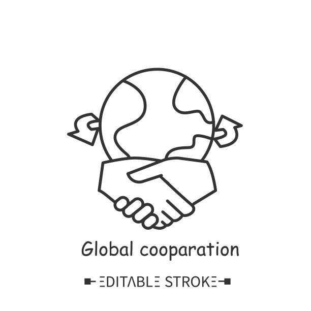 全球合作线图标。可编辑的图片图片下载