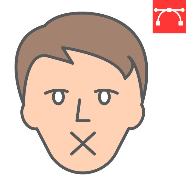 哑巴色线图标，残疾和残疾，哑巴和聋人符号矢量图形，可编辑的笔画填充轮廓图标，eps 10。图片下载