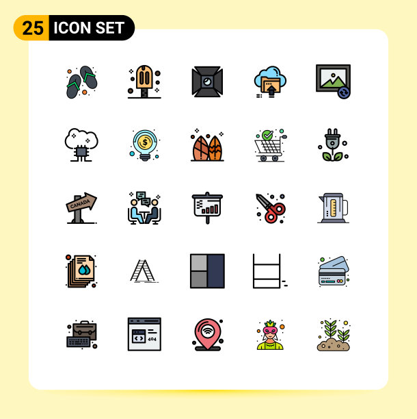 包25个创意填充线平色图片下载