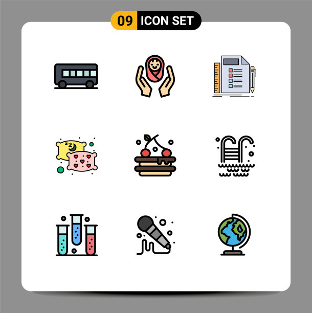 象形图设置9个简单的填充线平色图片下载