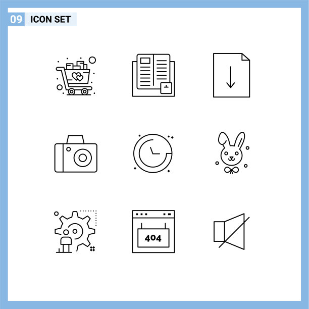 可编辑的线包9个简单的轮廓图片下载